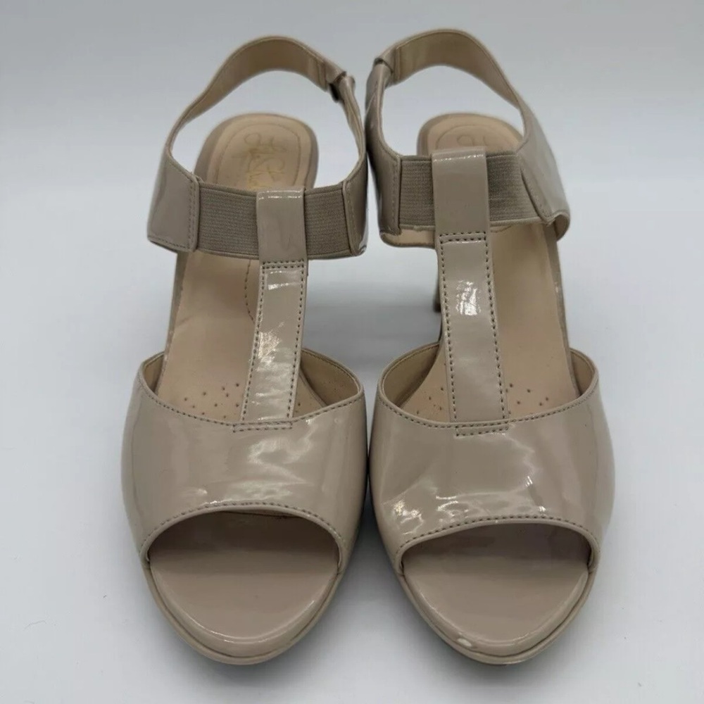 Life Stride Women’s 8.5 Nude ankle t-strap slingback comfort Heels Shoes EUC